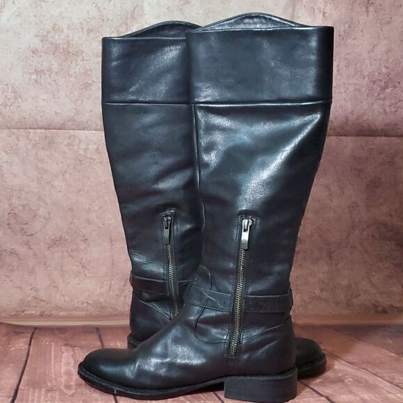 VINCE CAMUTO Black Leather Boots - Size 6 1/2 - Picture 6 of 11